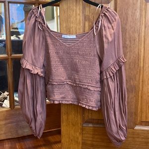 Ruched Crop Puff Sleeve Top